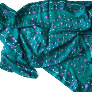 Floral Green Silk Scarf